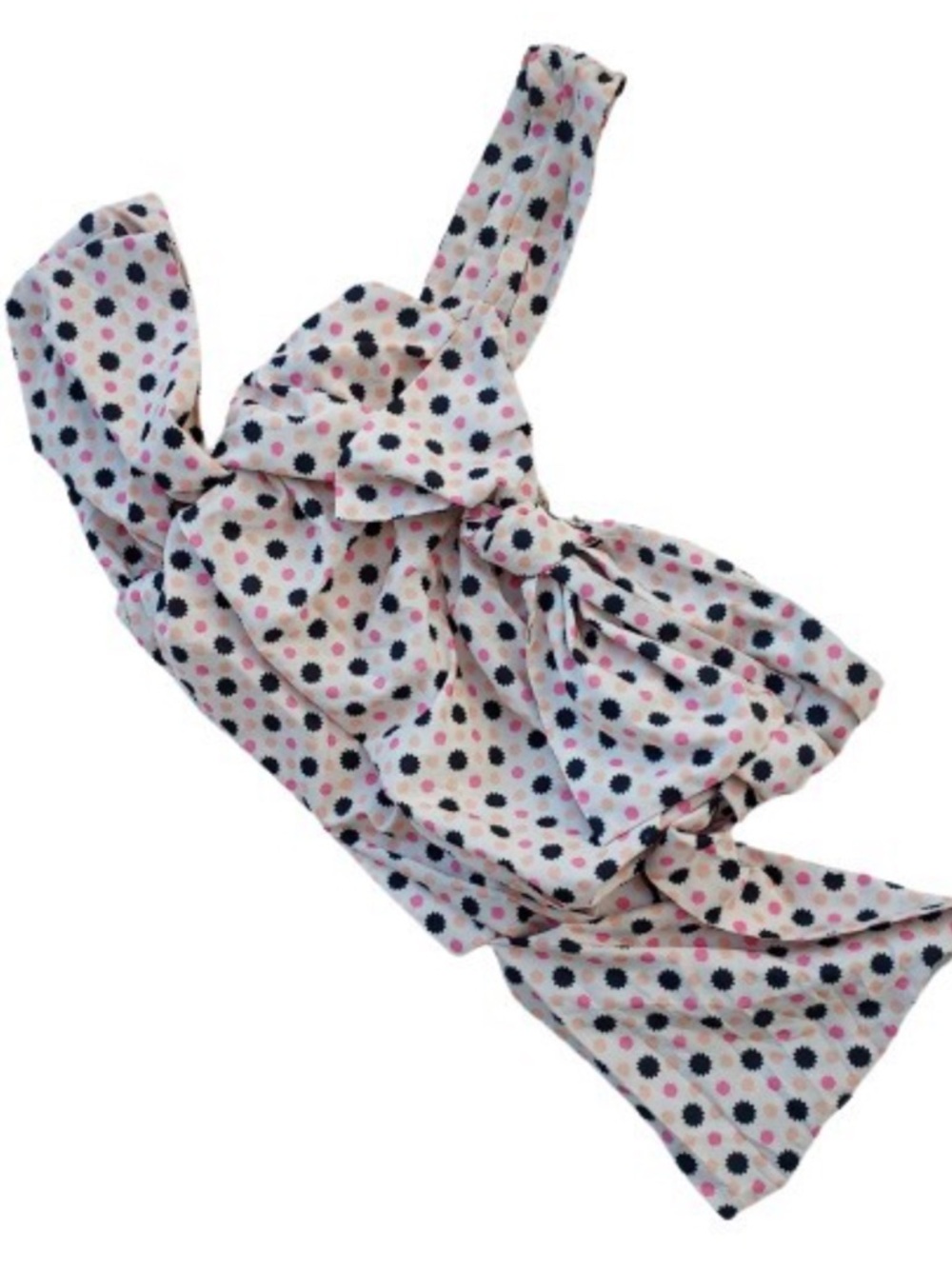 Anthropologie One-Shoulder Bow Tie Top in Cream, Black & Pink